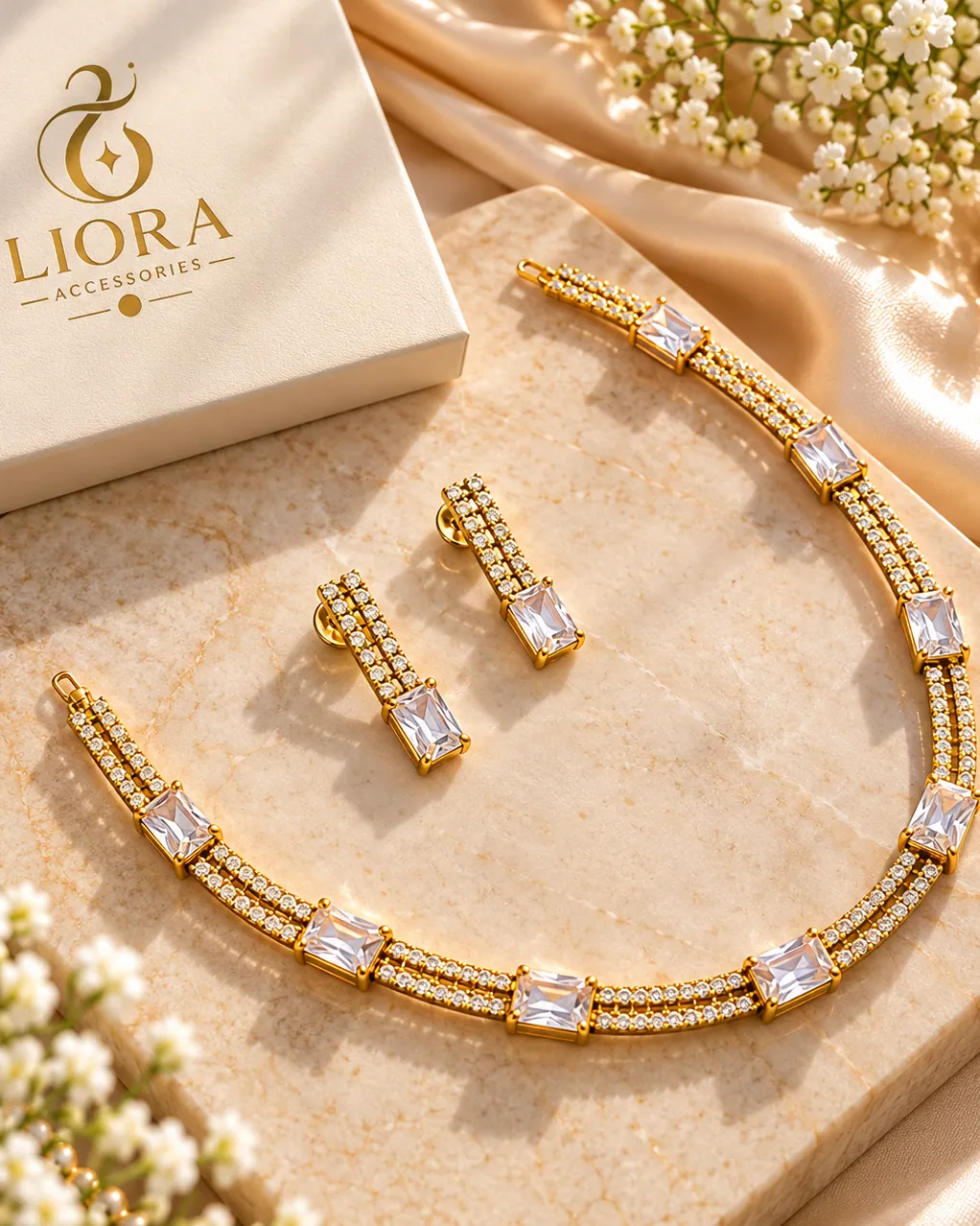 Beaded Baguette Necklace Set