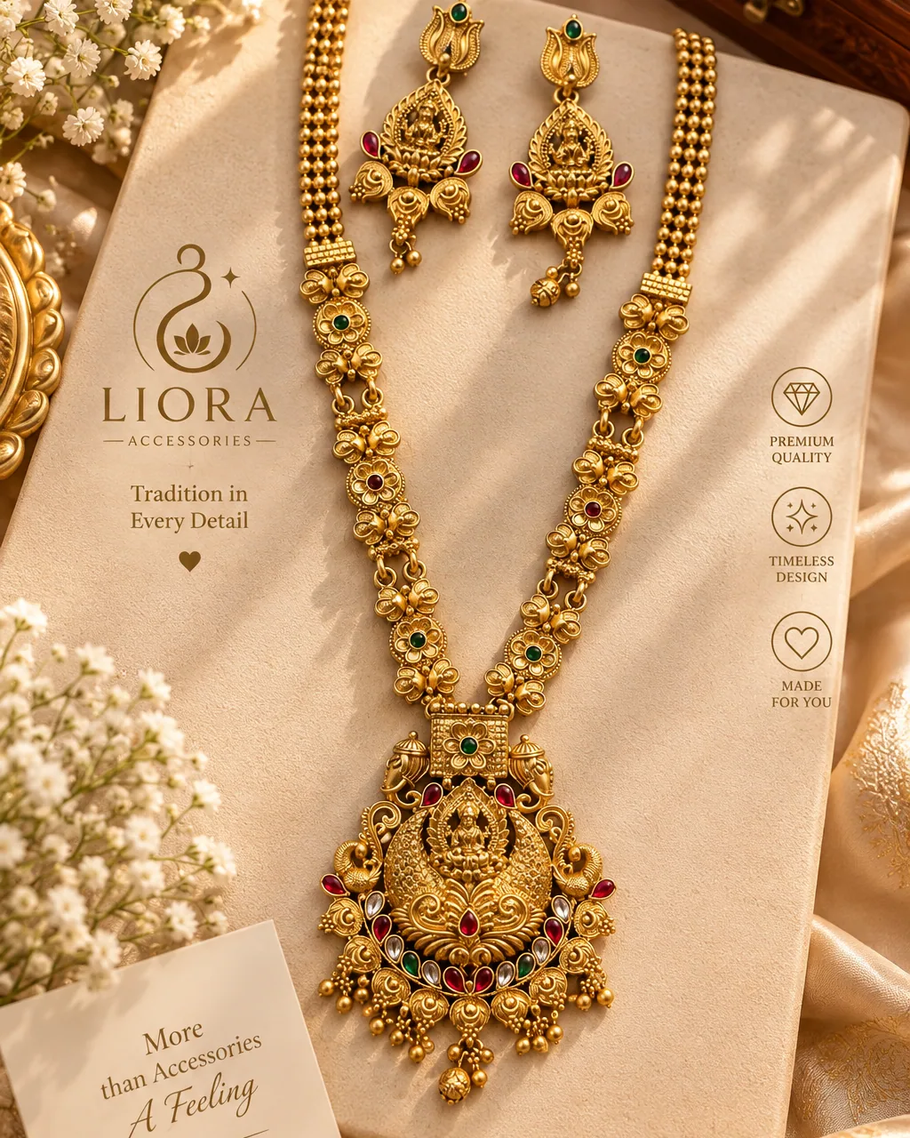 Beaded Kundan Haram Necklace Set