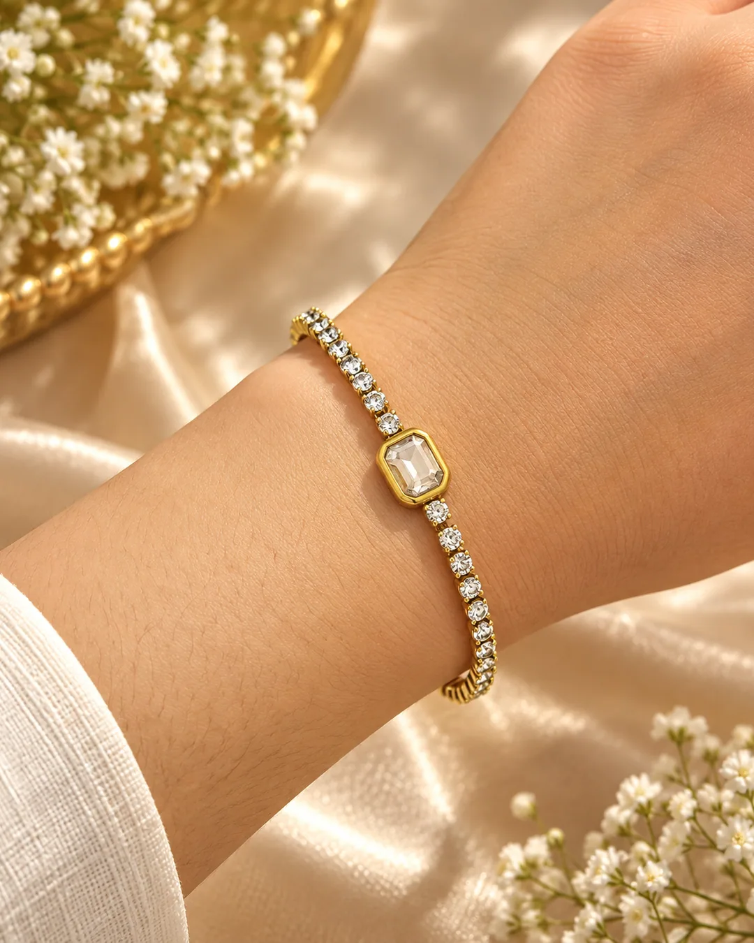 Bezel Crystal Tennis Bracelet