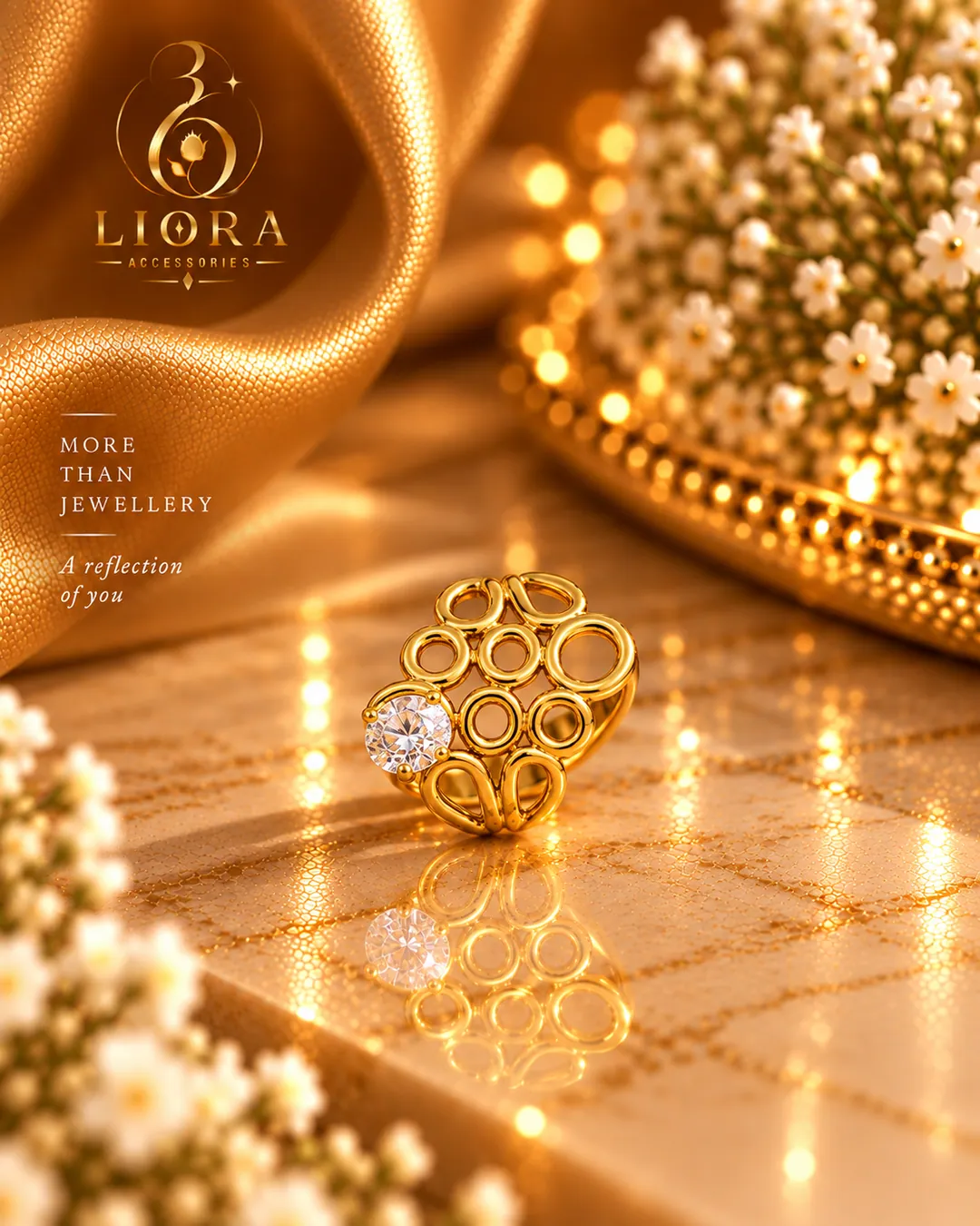 Bubble Cluster Solitaire Ring