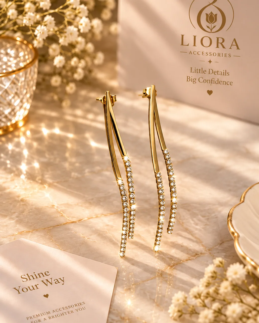 Crystal Line Drop Earrings