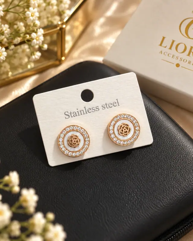 Crystal Rosette Stud Earrings