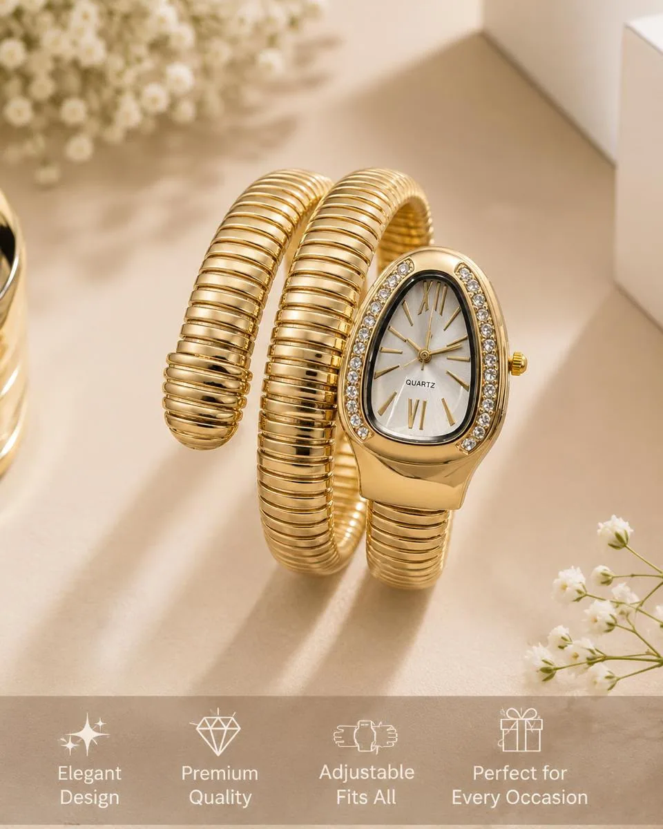 Crystal Snake Coil Watch