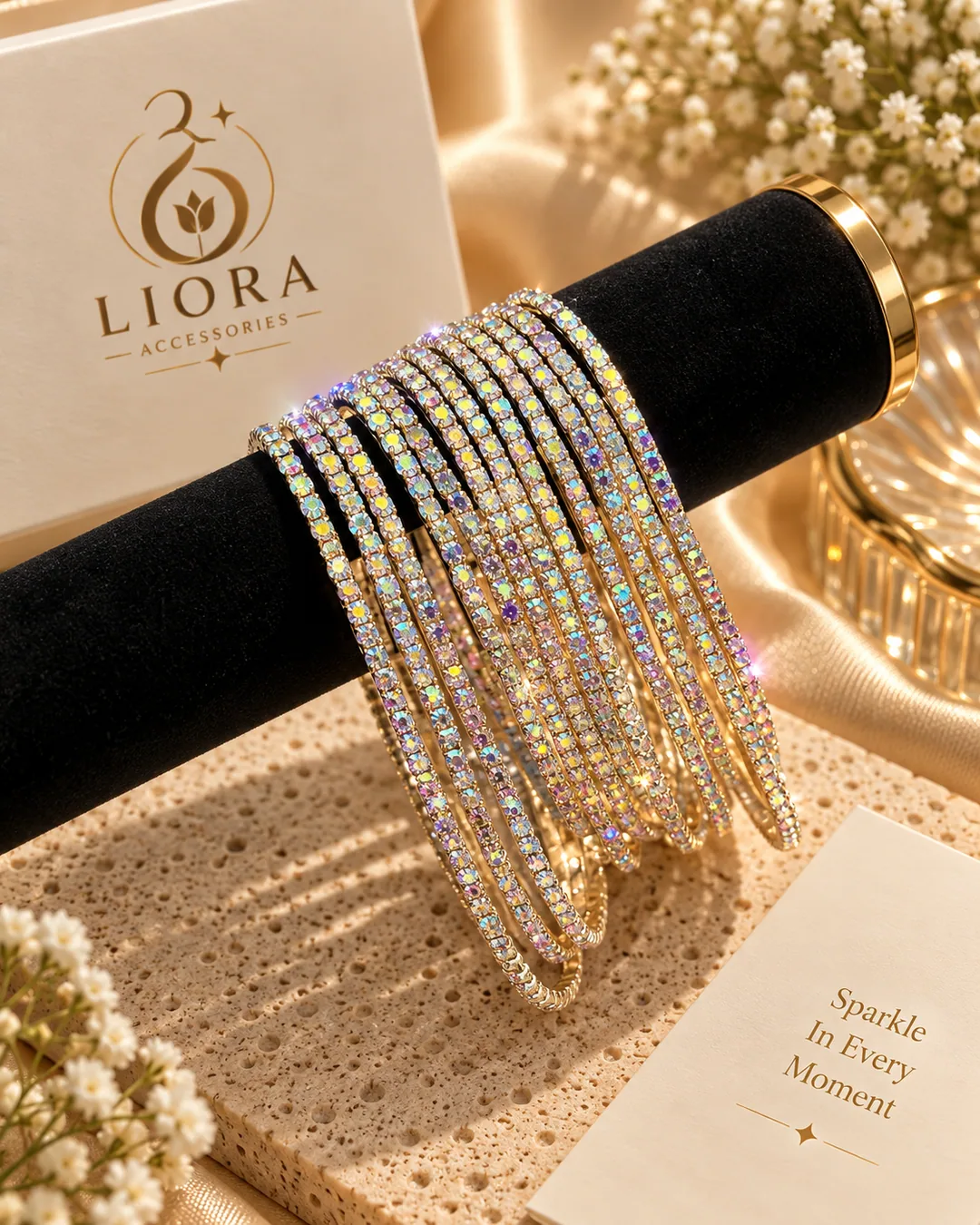 Crystal Stretch Bangle Set — Rainbow