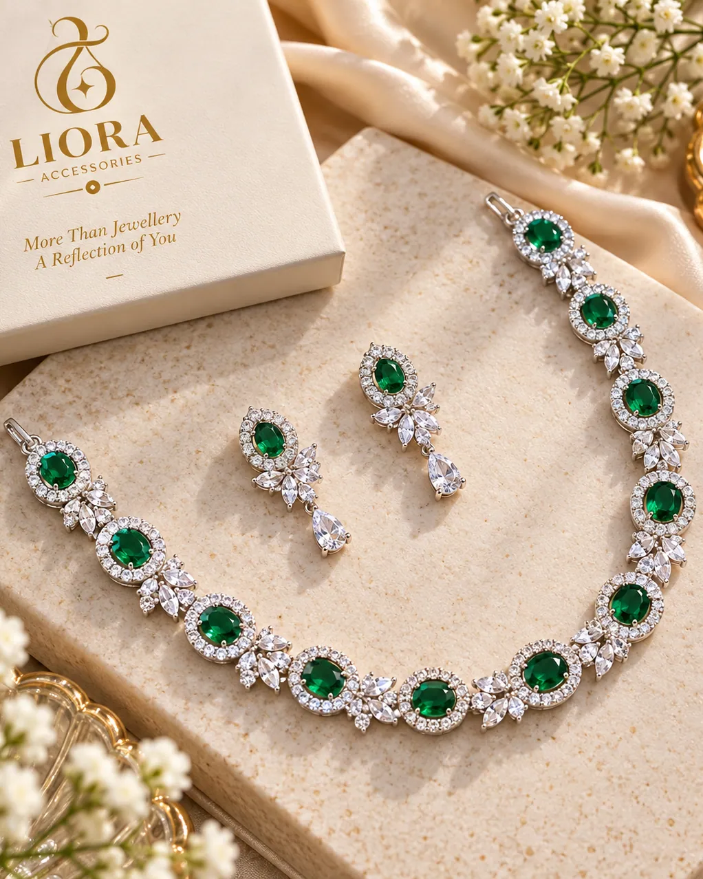 Emerald Marquise Necklace Set