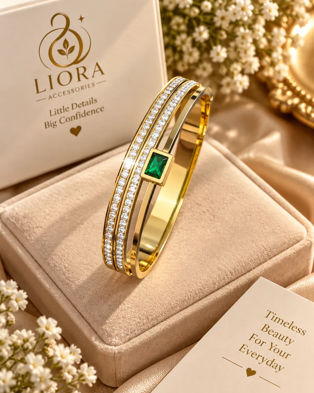 Emerald Pavé Double Bangle