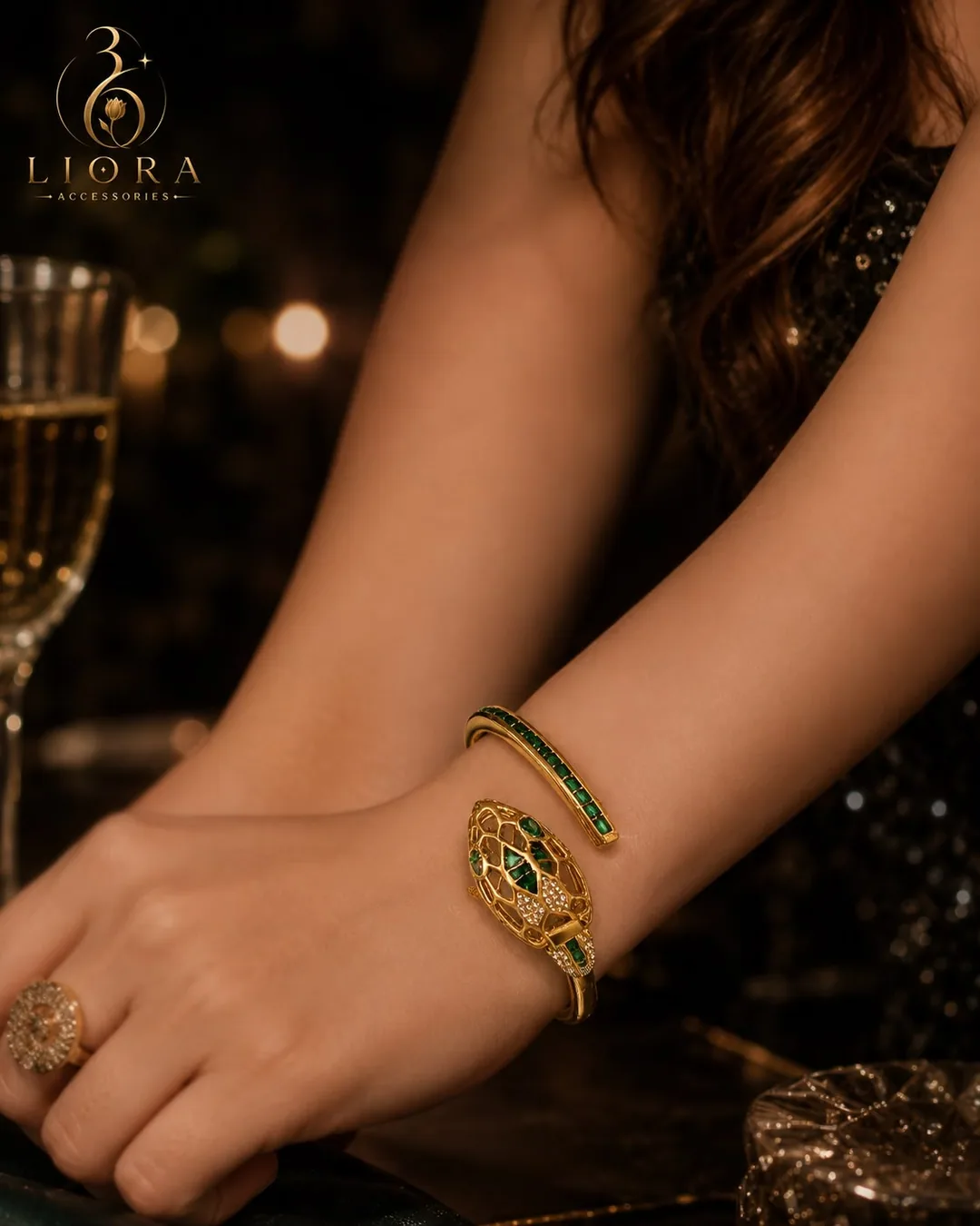 Emerald Snake Wrap Bracelet
