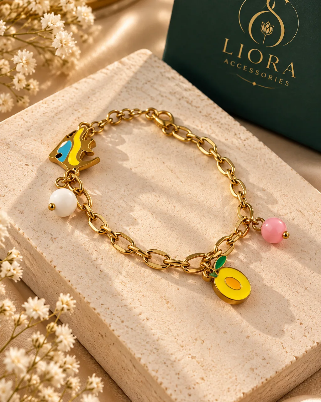 Enamel Charm Chain Bracelet