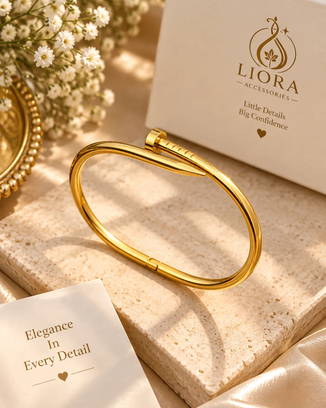 Gold Screw-Motif Bangle