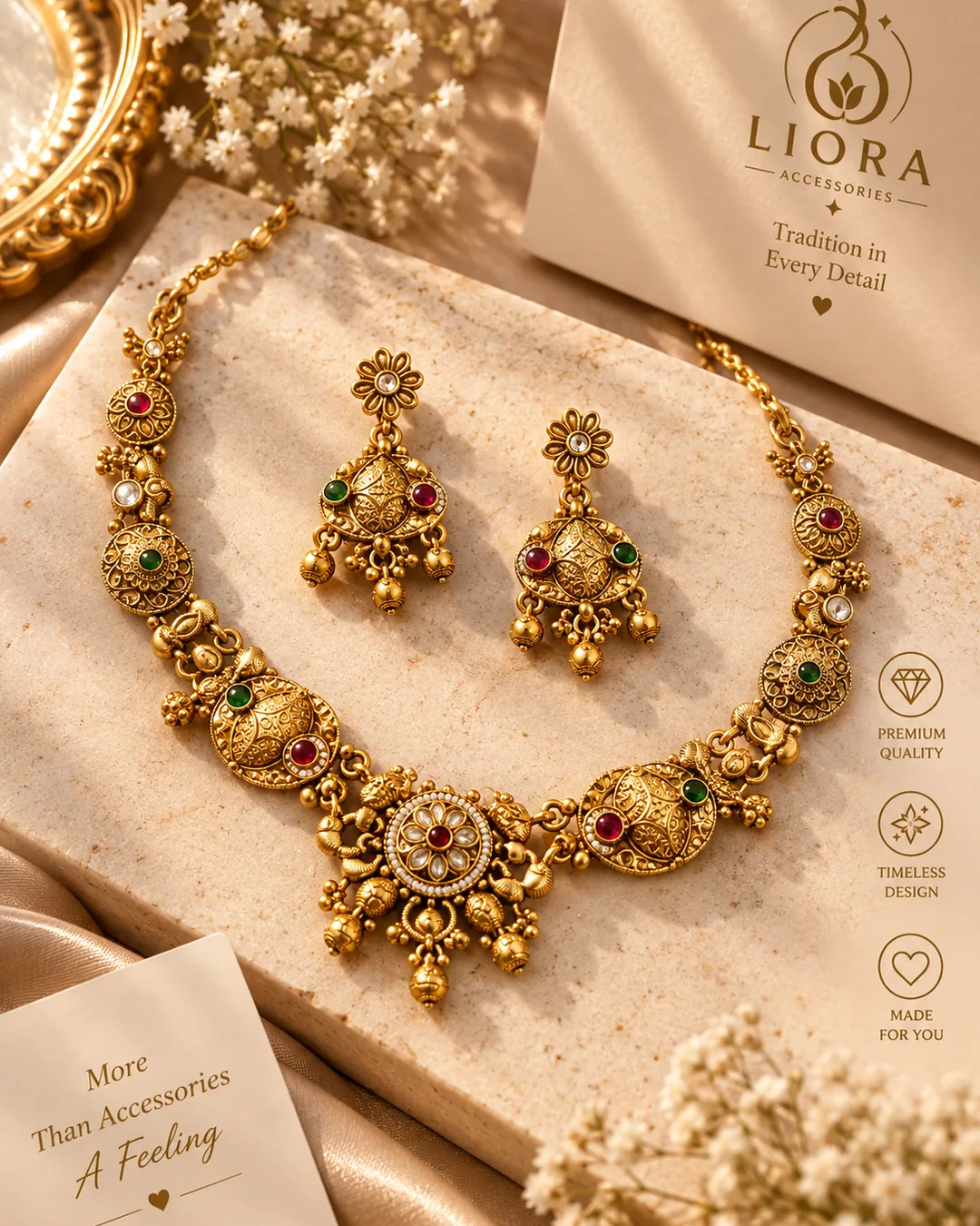 Kundan Medallion Necklace Set