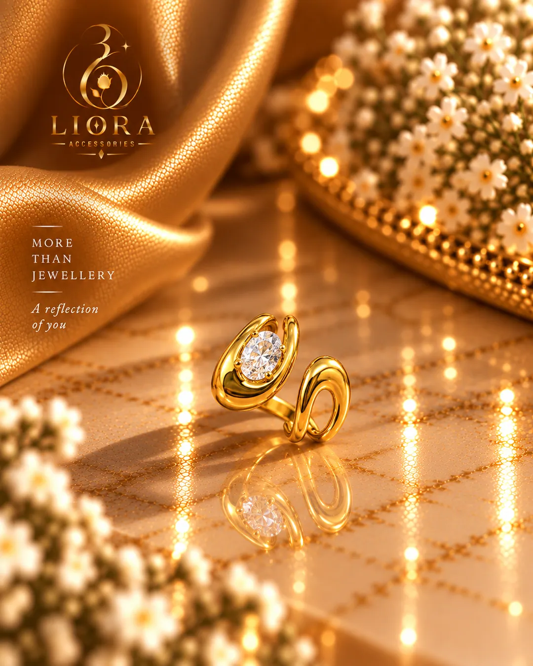Leaf Curl Solitaire Ring