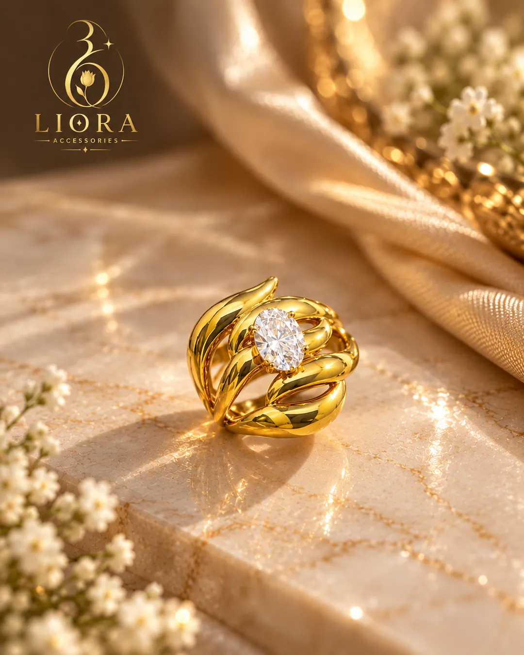 Leaf Wrap Solitaire Ring