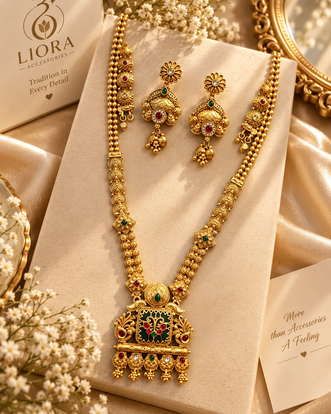 Long Kundan Haram Necklace Set