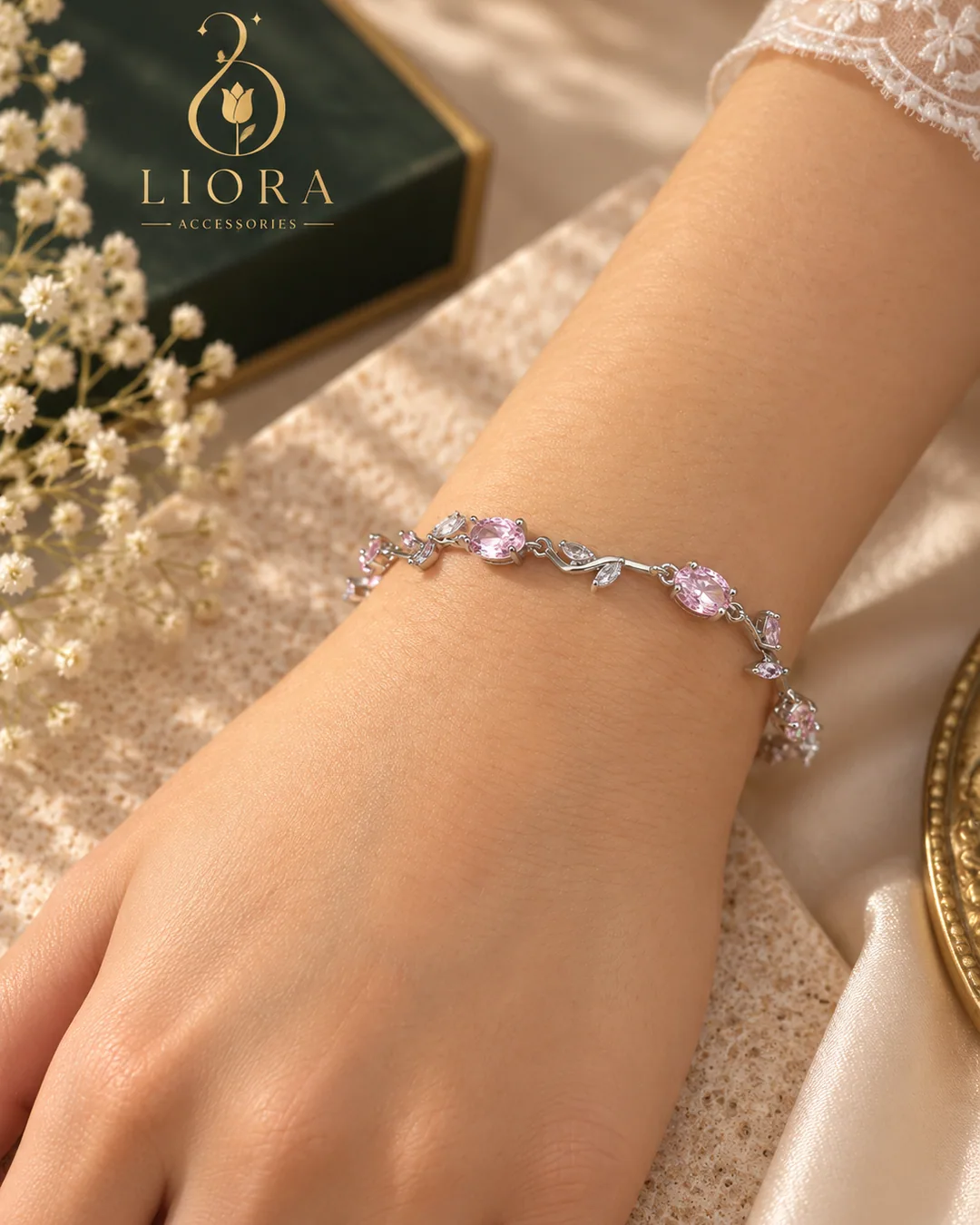 Pink Crystal Vine Bracelet