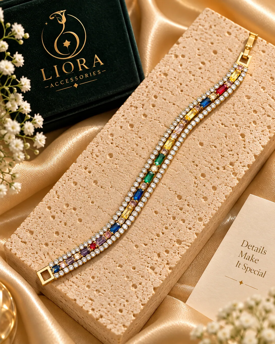 Rainbow Gemstone Tennis Bracelet