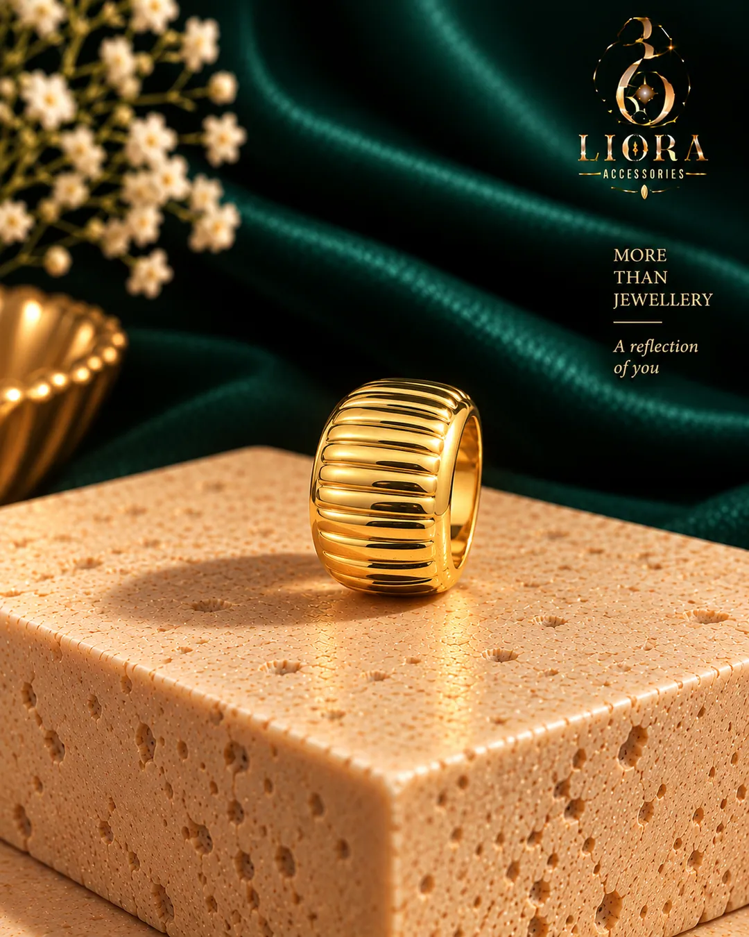 Ridged Gold Band Ring
