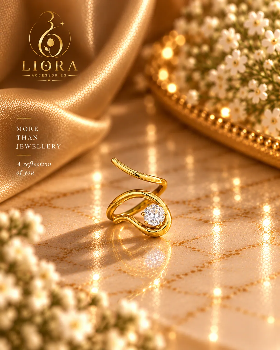 Swirl Loop Solitaire Ring