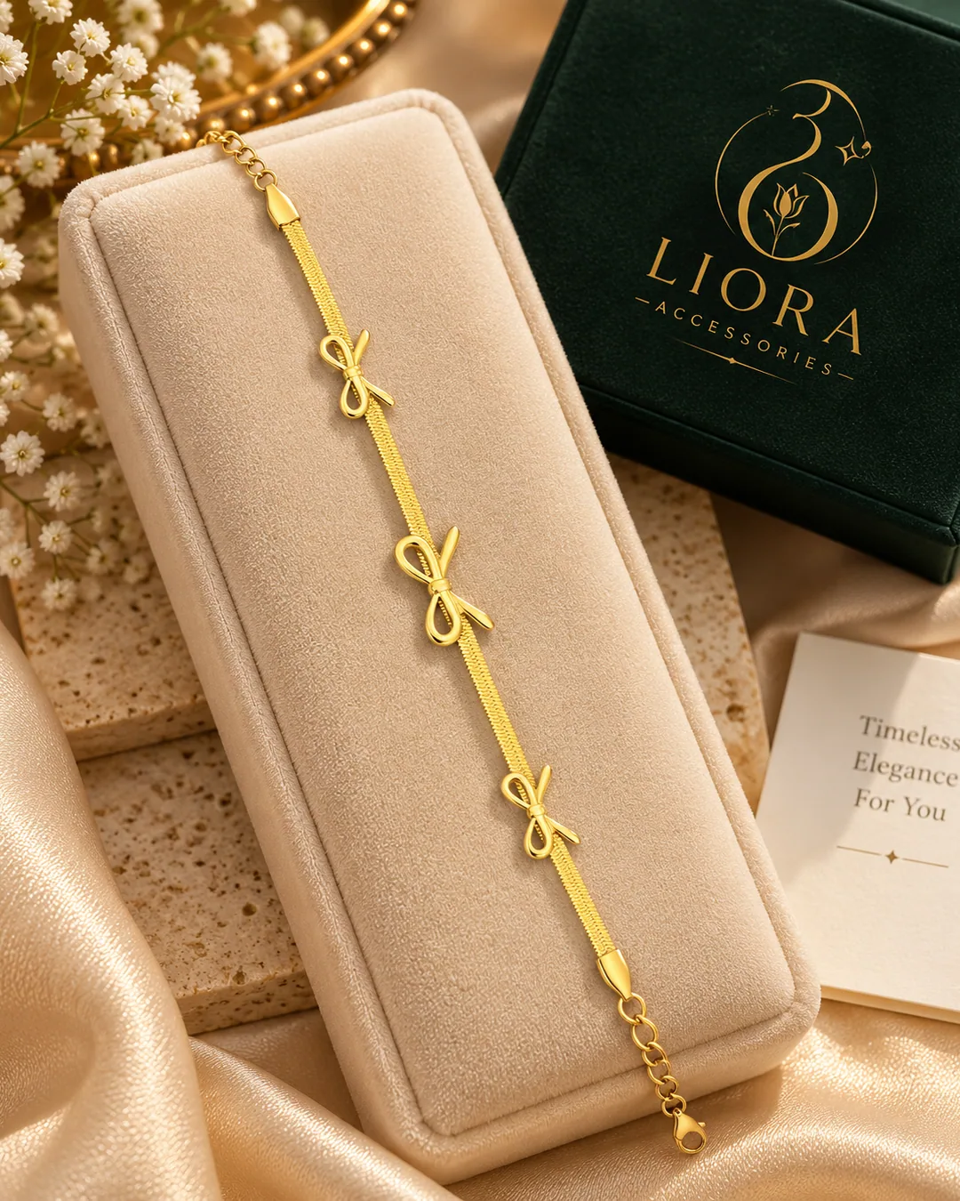 Triple Bow Chain Bracelet
