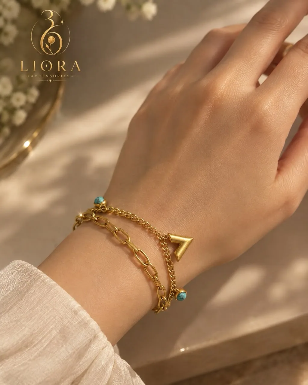 Turquoise Charm Layered Bracelet