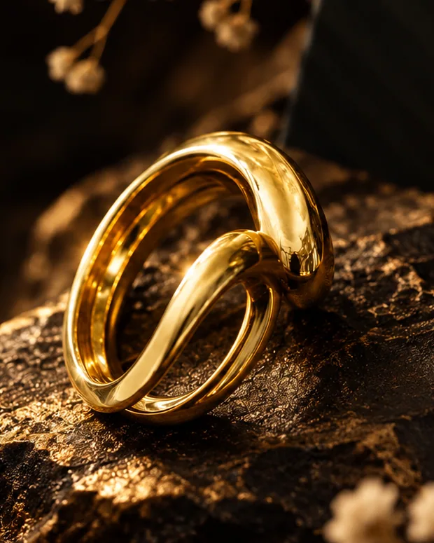 Twisted Gold Statement Ring